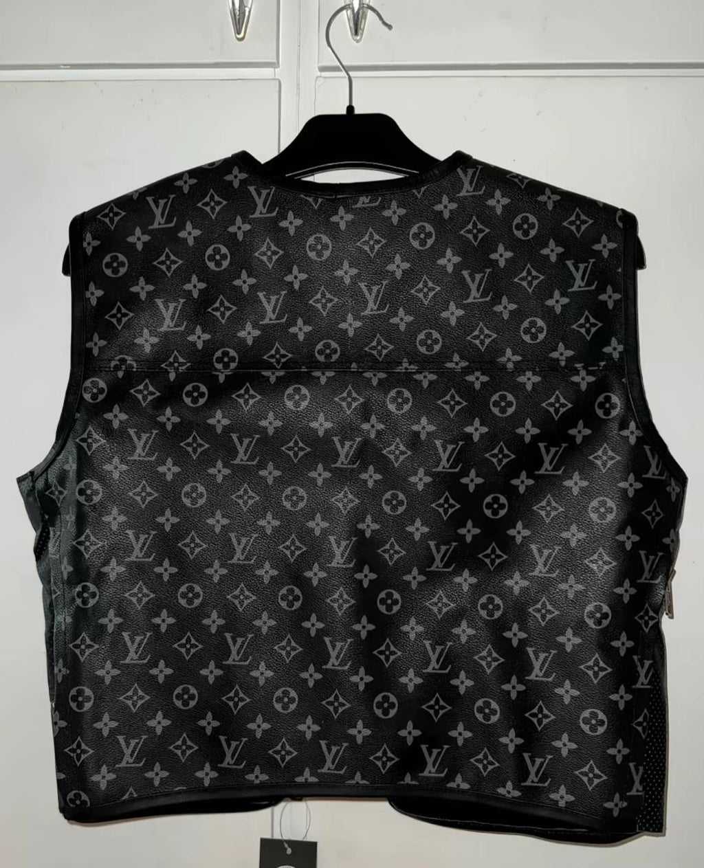 Black LV Motorcycle Cowhide Leather vests