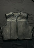 Black Crocodile patterned Motorcycle Leather Vest