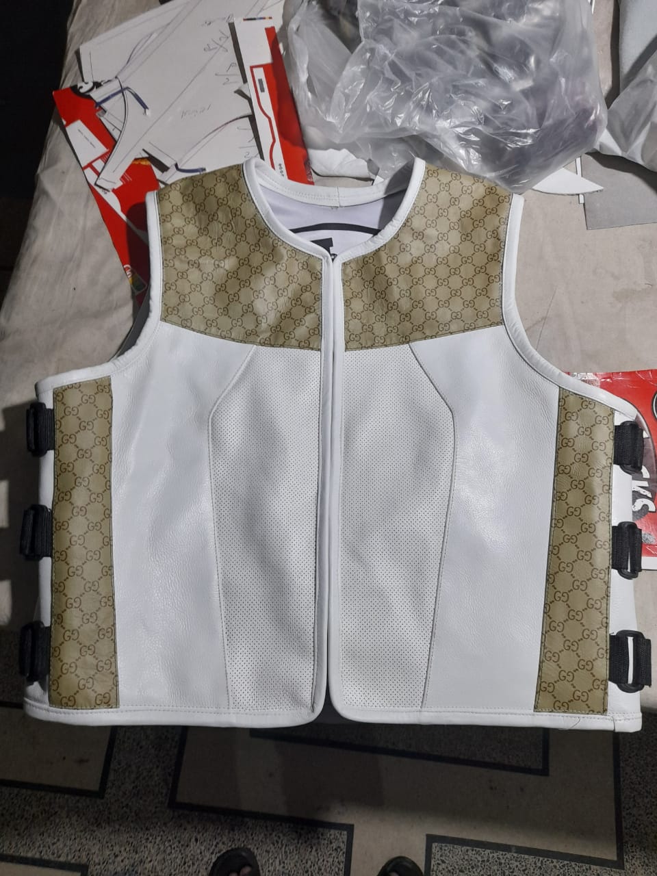 Gucci Styled Breathable Genuine Leather vest