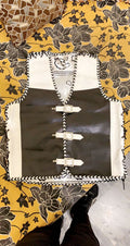 White and Black Patterned motorcycle cowhide Leather vests