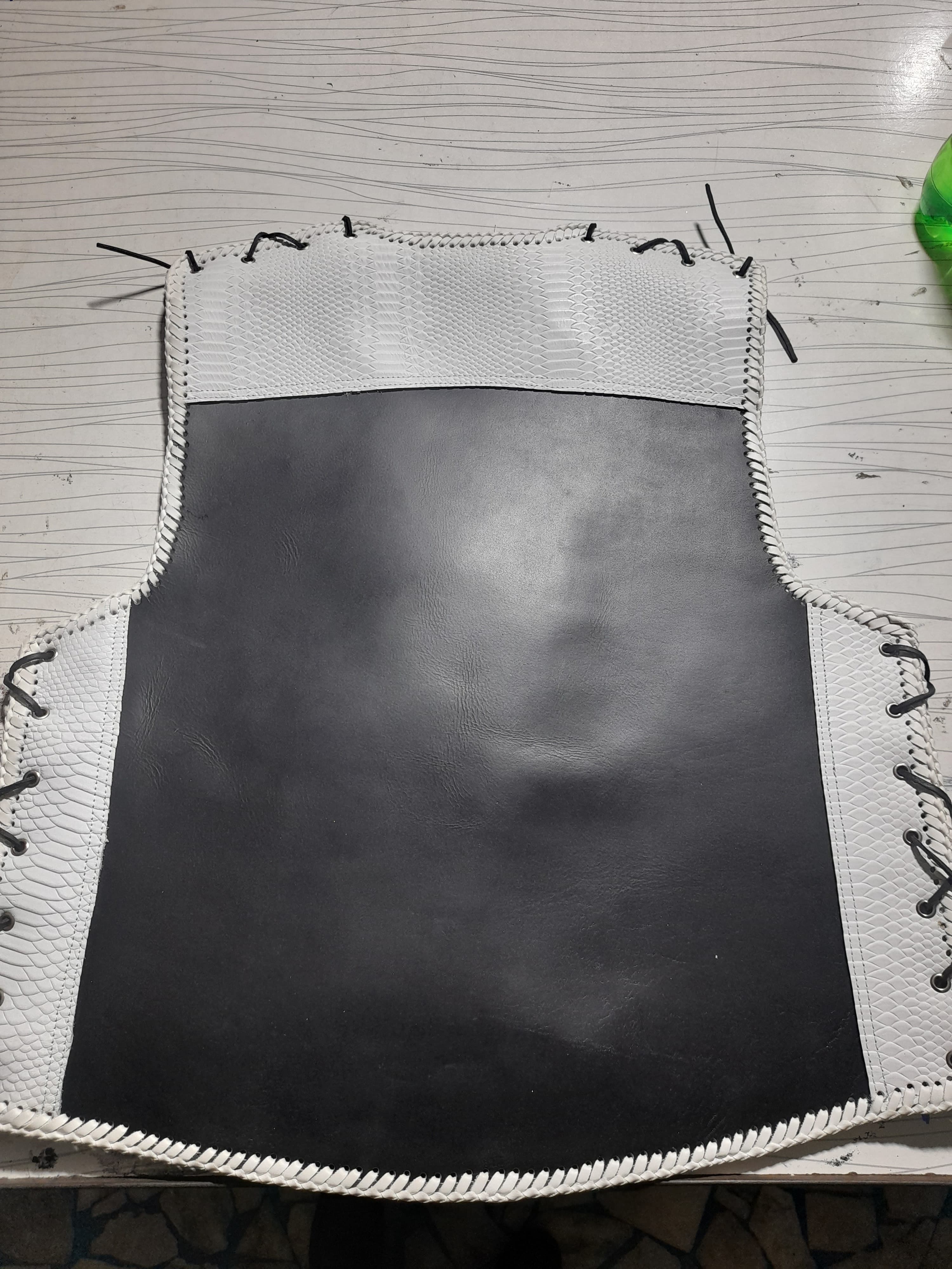 White and Black Crocodile patterned Leather vest